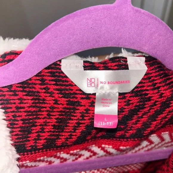 No Boundaries Red and Black Patterned Cardigan - Picture 5 of 7